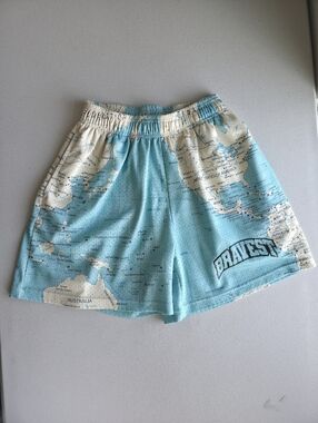 Bravest Studios Atlas Shorts Teal Mesh XL EUC Streetwear Gorpcore AOP
